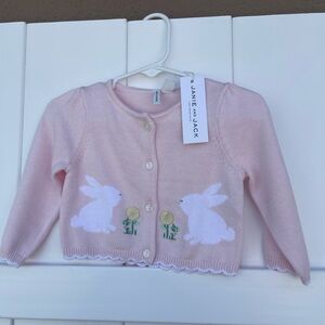 Janie and Jack Pink and White Bunny Sweater